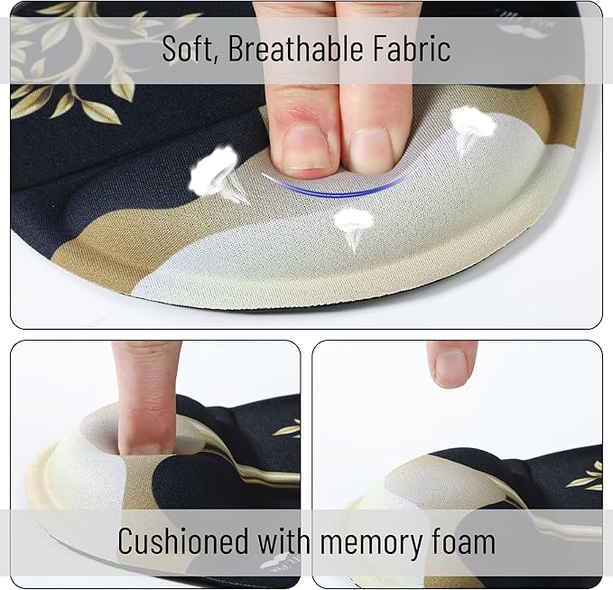 Mr. Pen- Ergonomic Mouse Pad with Wrist Rest, Golden Tree Design, Breathable Fabric with Memory Foam Cushion, Non-Slip Rubber Base, Gel Mouse Pad with Wrist Support