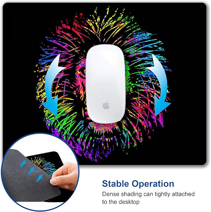 Mouse pad Small Computer Mouse pad with Personalized Watercolor Lion Design Office Non-Slip Rubber Mousepad