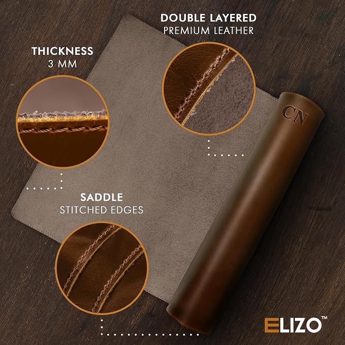 Personalized Custom Desk Pad Set Real Leather Desk Mat Mouse Pad Unique Gifts for Him Her Leather Gifts for Men Women Engraved Embossed Monogrammed Corporate Gifts