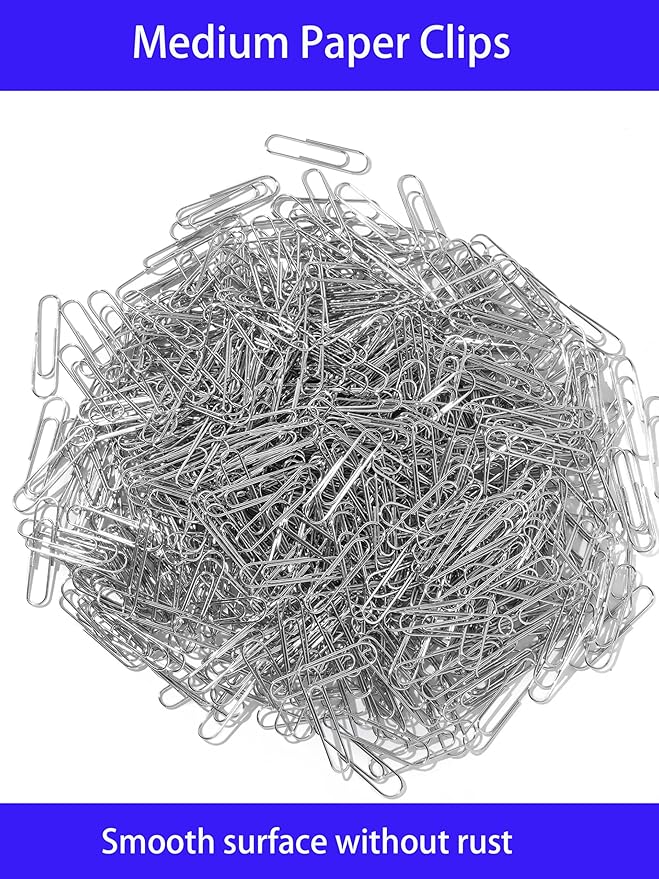 Paper Clips, 600 Pcs Paperclips Premium Medium Paper Clip, 1-2/7" Silver School Office Supplies Heavy Duty, Ideal for Bookmark(Silver)