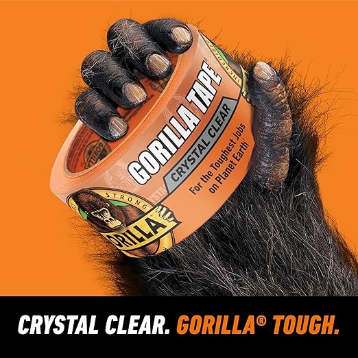 Gorilla Crystal Clear Tape, 1.88” x 18 yd (Pack of 6) - Weather Resistant for Indoor or Outdoor Projects and Repairs