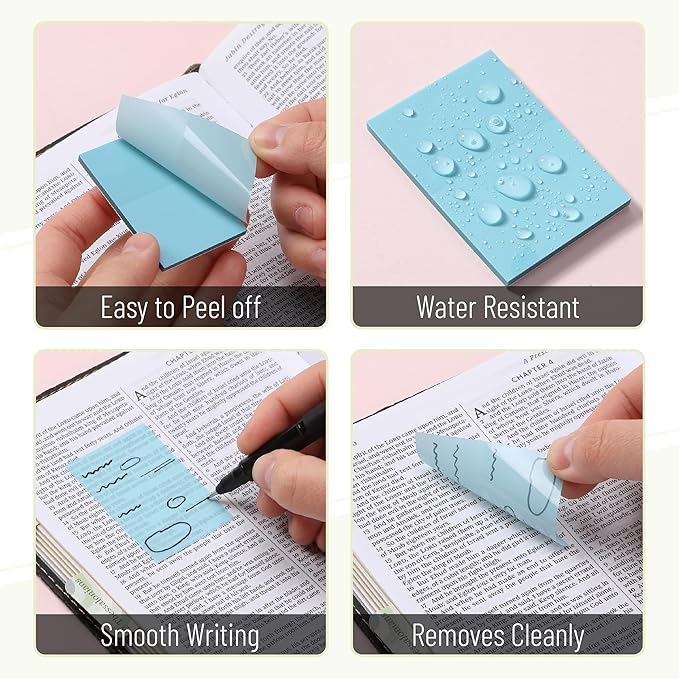 Mr. Pen- Transparent Sticky Notes, 1.5x2, 600 Sheets, Vintage Colors, See Through Sticky Notes Clear, Translucent Sticky Notes, Stocky Notes for Bible Journaling