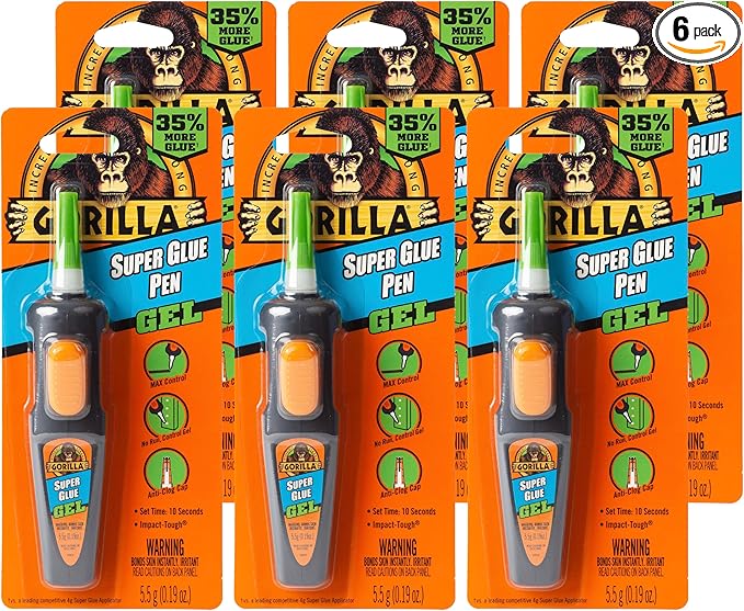 Gorilla Super Glue Gel Pen, 5.5 Gram (Pack of 6)