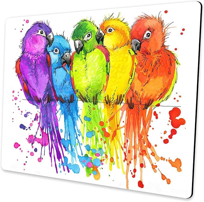 Small Mouse Pad, Watercolor Parrot Personalized Animal Custom Design, Non-Slip Rubber Base for Computer Desk, Home Office