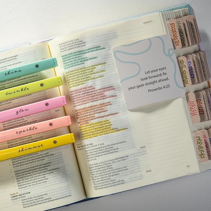DIVERSEBEE Glitter Bible Highlighters with Soft Chisel Tip (Sunshine) | 5 Pack Assorted Color Pens No Bleed, Quick Dry, Cute Aesthetic Marker Set for Bible Study Journaling Supplies