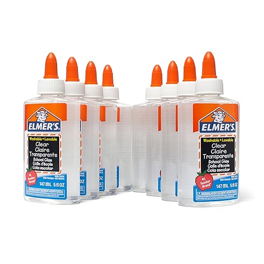 Elmer's Liquid School Glue, Clear, Washable, 5 Ounces, 8 Count - Great for Making Slime, Arts & Crafts, Back to School, Classroom Supplies, #1 Teacher Brand