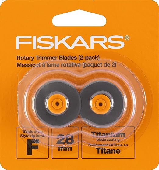 Fiskars 28mm Replacement Titanium Rotary Cutter Blades (2-Pack) - Style F - Compatible with Fiskars 28mm Rotary Paper Cutters