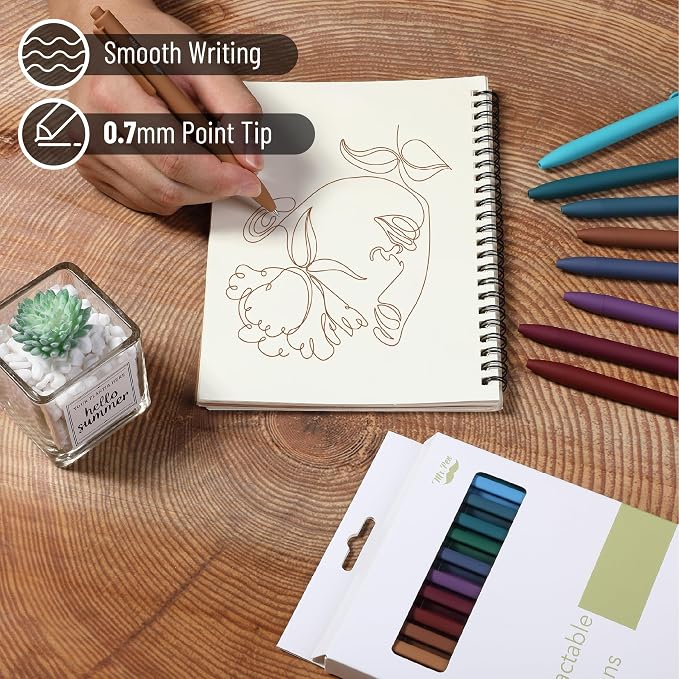 Mr. Pen- Retractable Gel Pens, 12 Pack, Dark Vintage Ink, Fine Point 0.7mm | Fast Dry, Smooth Writing, Cute Pens for Drawing, Writing Planner and School Supplies