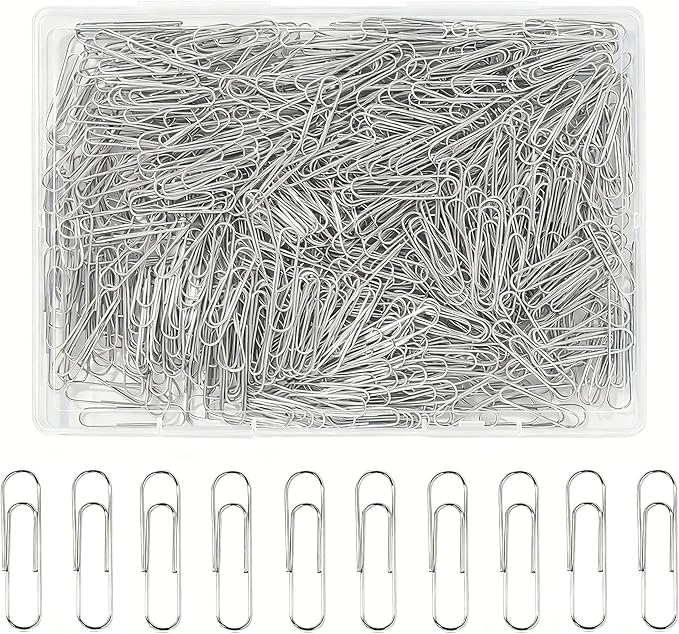 Paper Clips, 600 Pcs Paperclips Premium Medium Paper Clip, 1-2/7" Silver School Office Supplies Heavy Duty, Ideal for Bookmark(Silver)