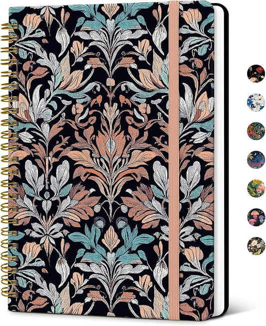 Taja Lined Spiral Notebook Journal for Women A5(5.8" × 8.3"), Cute Hardcover Notebook for Work, School & Note Taking, Pretty College Ruled Journal for Writing, 140 Pages, Verdant Leaf