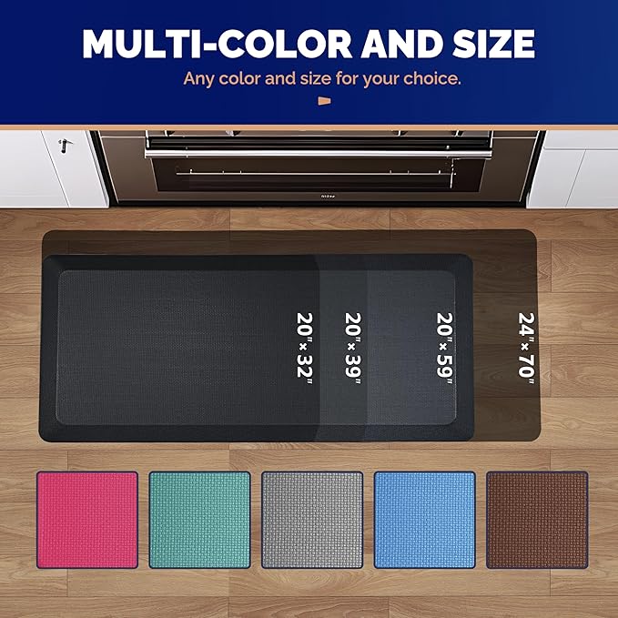 FEATOL Anti Fatigue Mat for Standing, 9/10 Extra Thick Ergonomic Standing Desk Mat, Comfort & Durable Memory Foam Standing Mat at Home,Office All Day (20" x 48", Black, 1PC)