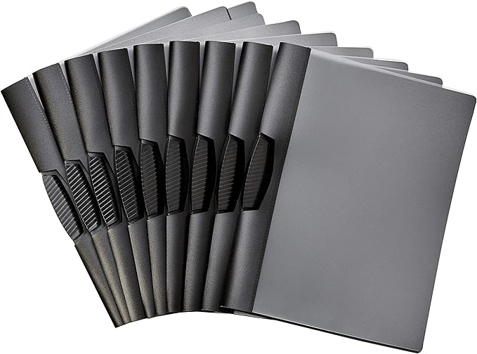 Amazon Basics Report Covers with Clip, Clear Front Presentation Folders, 9 x 10.5 inches, Pack of 100