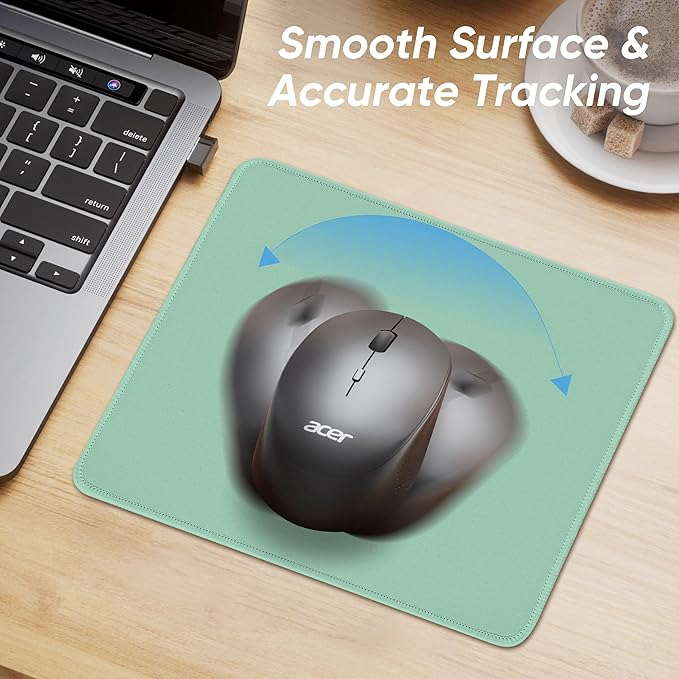 Premium Mouse Pad with Stitched Edges – 10.2 x 8.3 in | Smooth, Washable Mat with Non-Slip Base | Personalized Cute MousePads for Laptop, Computer, Office, Home (Mint Green)