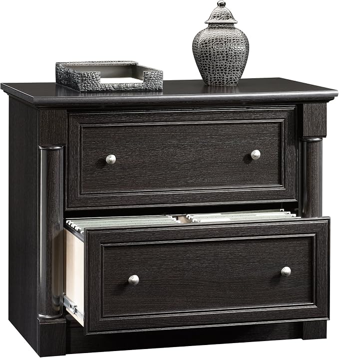 Sauder Palladia 2 Drawer File Cabinet, Lateral Filing Cabinets for Home Office, Hanging File Folders Organizer, Interlocking Drawers, in Wind Oak Finish