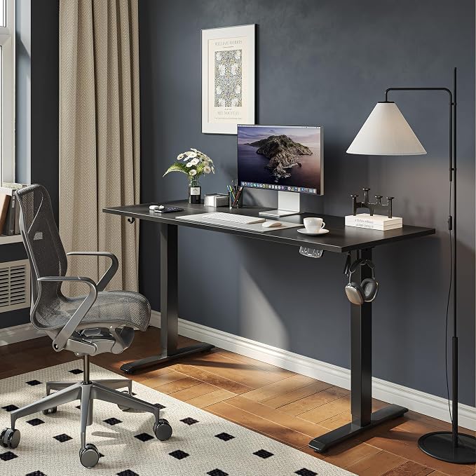Agilestic 55 * 24 Inch Height Adjustable Electric Standing Desk, Black | Sit Stand Up Computer Desk, Memory Presets, Stable Steel Frame,154 lbs, Easy Assembly, Splice Board, Home Office, Studying