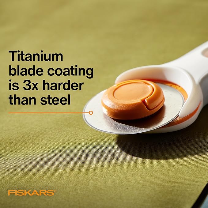 Fiskars 60mm Titanium Rotary Blades (2 Pack) - Rotary Cutter Blade Replacement - Crafts, Sewing, and Quilting Projects - Silver