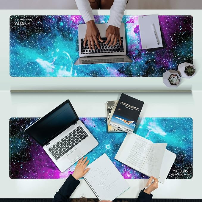 Mydours XXL Gaming Mouse Pad 48x16 Inches, Extra Large Mouse Pad with Fabric & Non-Slip Rubber, Desk Pad for PC Gaming & Office Workspace, Desk Pad for Keyboard & Computer Accessories (Universe)
