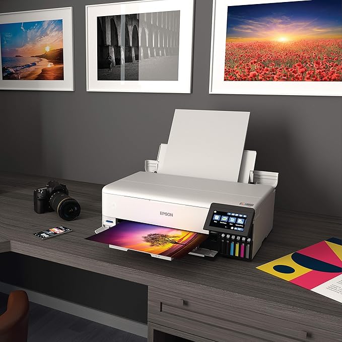 Epson EcoTank Photo ET-8550 Wireless Wide-format Color All-in-One Supertank Printer with Scanner Copier, Ethernet and 4.3-inch Colorfull Touchscreen