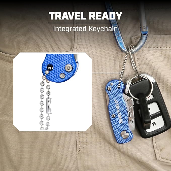 Sheffield Utility Knife, Mini Box Cutter with Aluminum Handle and Keychain | Mini Utility Knife Accepts Mini Utility Blades for Home, Office, Trades, and Warehouse Use