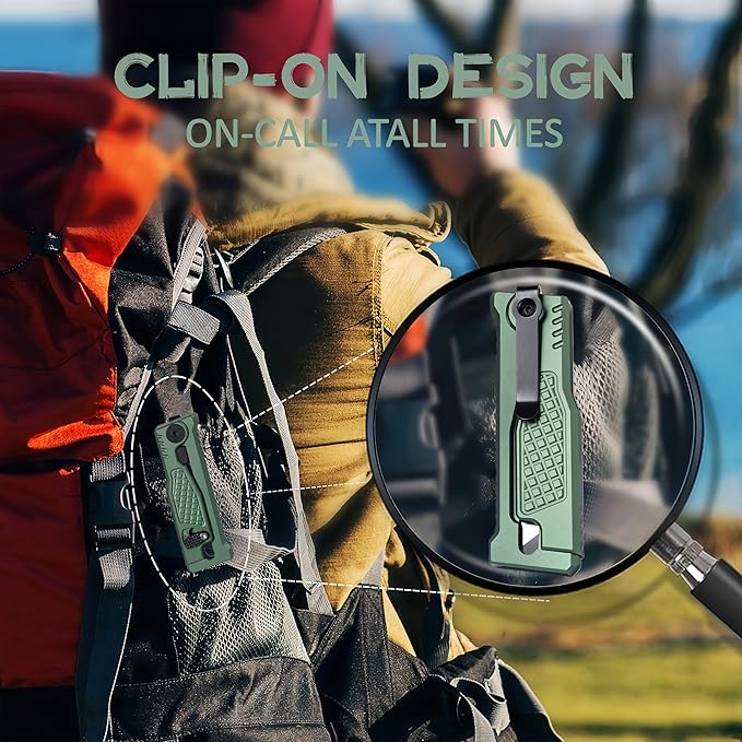 5.8" Aluminium Utility Knife, EDC Box Cutter with Clip, CNC Unibody, Lightweight All Metal Folding Box Cutter, Ideal Gifts for Men Women, with 10 Extra Blades（Green）