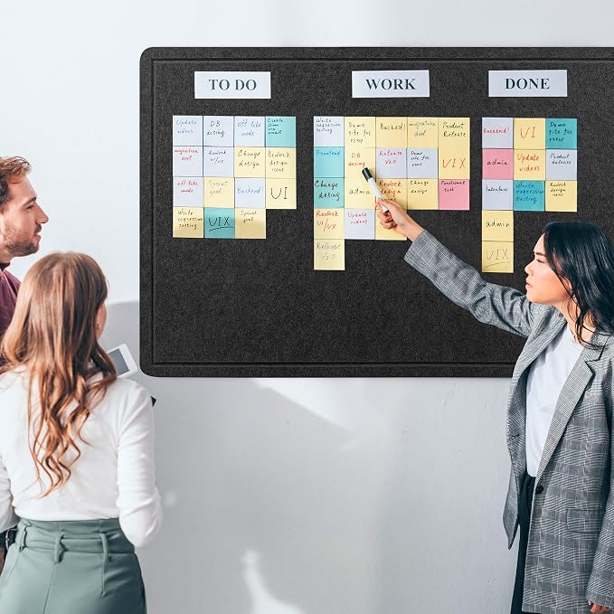 AKTOP Foldable Felt Bulletin Board for Wall, 60x36 inches, Black | Large Cork Board Alternative with 25 Pushpins, Decorative Photo Display Board Pin Board 5x3, For Home, Office & School