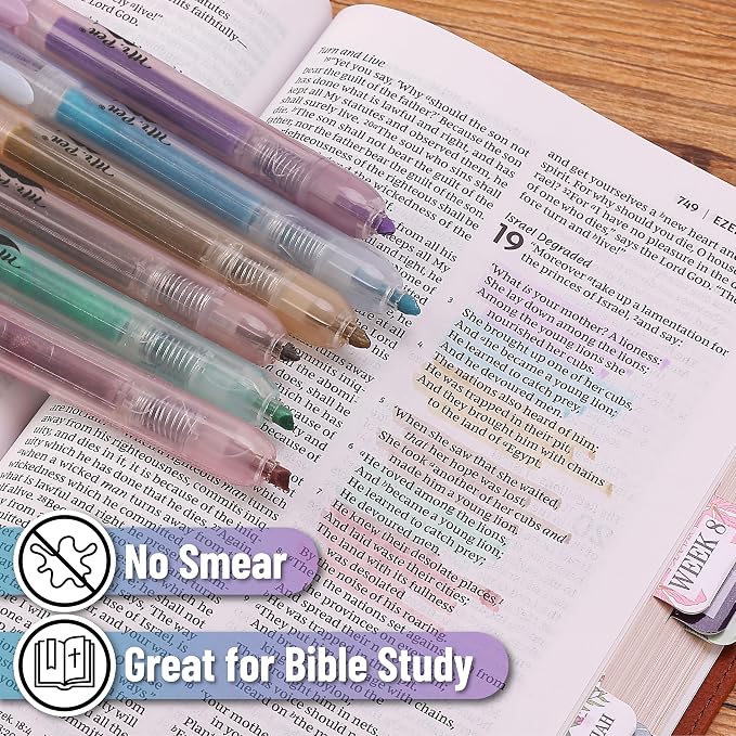 Mr. Pen- Retractable Highlighters, 6 Pack, Muted Pastel Colors | Chisel Tip Highlighter Marker Set, Click Highlighter Markers for Classroom, Journaling, Study Supplies