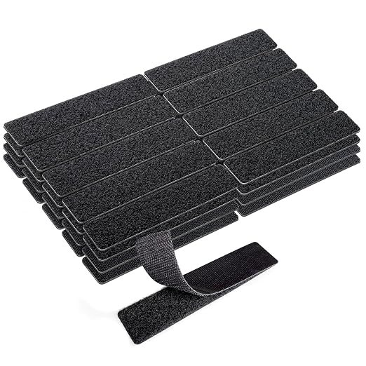 1x5 Inch Hook and Loop Strips, 20 Sets Nylon Self Adhesive Tape, Double Sided Strong Back Adhesive Tape and Dots for Office, Home and Crafting, Heavy Duty, Black