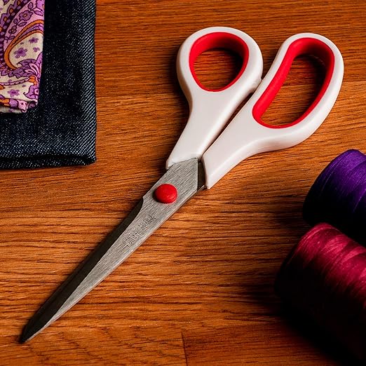 SINGER Fabric Scissors with Comfort Grip, 1-pack, Red & White