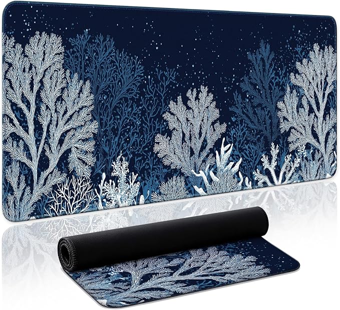 Aesthetic Desk Mat, Cute Ocean Reef Desk Pad Protector for Work & Decor, 35.4" x 15.7", Pretty Non-Slip Extended Mouse Pad for Office or Home