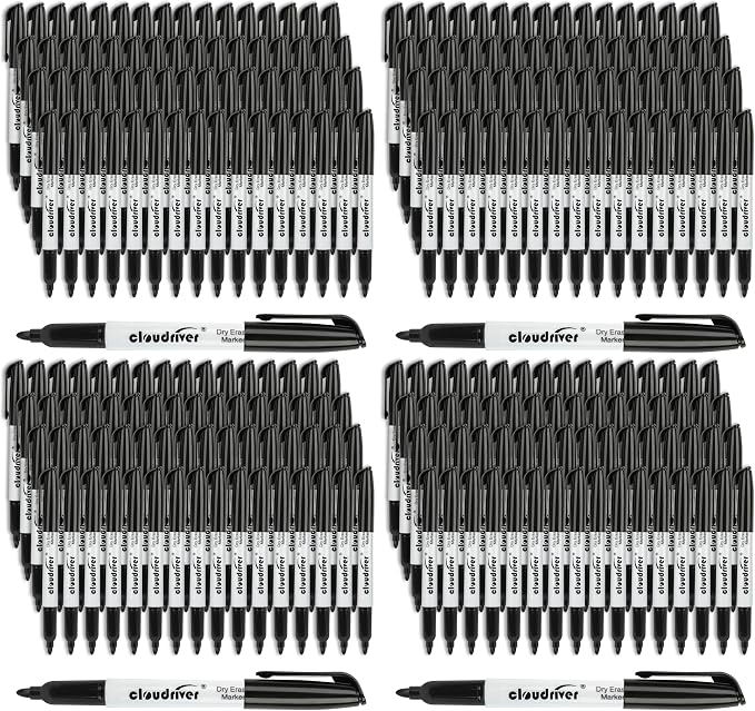 cloudriver Dry Erase Markers 512 Pack, Black Whiteboard Markers, Fine Tip, Low Odor, Bulk Dry Erase Marker For Office, home and School Supplies