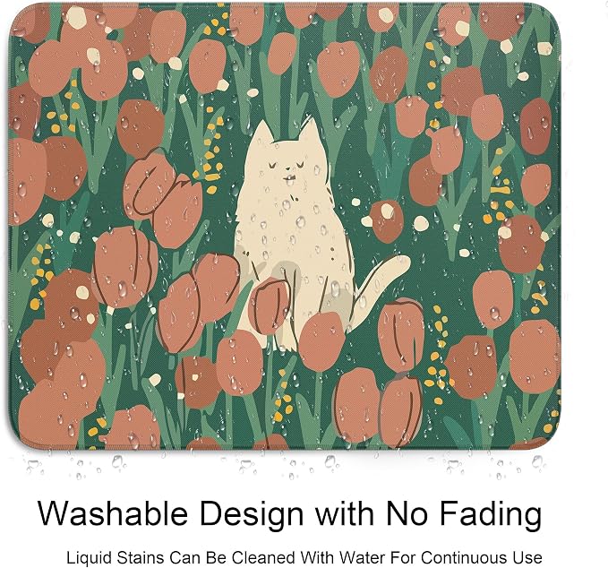 Cute Cat Square Mouse Pad,Aesthetic Anime Cat Mouse Pads for Wireless Mouse Desk Accessories,10"X8" Travel Mousepad with Non-Slip Rubber Base, Stitched Edge Mouse Pads for Desk,Computers,Laptop,Office