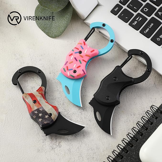 VIRENKNIFE Folding Pocket Utility Knife,Small Pocket Knife with 1.38''Sharp Blade, EDC Knife for Men Women,Mini Keychain Box Cutter for Everyday Carry,Great Gift for Men (Black)