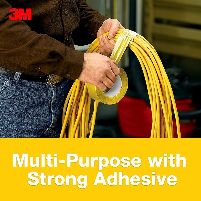 3M Multi-Use Colored Duct Tape, Yellow with Strong Adhesive and Water-Resistant Backing, Multi-Surface Duct Tape for Indoor and Outdoor Use, 1.88 Inches x 20 Yards, 1 Roll (3920-YL)(Pack of 2)