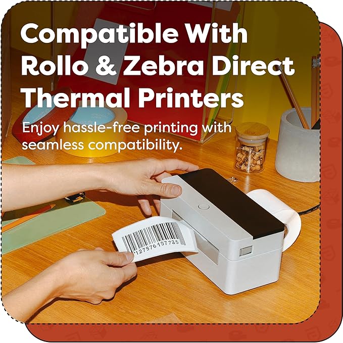 3" X 3" Square Direct Thermal Labels (5000 Count, 10 Rolls) | Product Packaging Stickers, QR Code Stickers, Barcode Labels for Branding - Compatible With Zebra and Rollo Printers