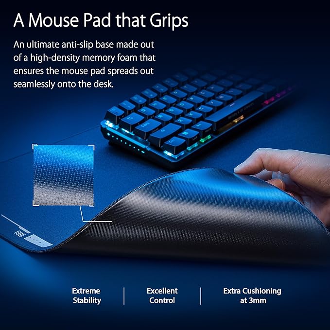ASUS ROG Hone Ace XXL Gaming Mouse Pad – 35.4” x 15.7", (XXL Size), Extra-Cushioning, Table-Sized for Wide, Smooth Glide and Control, Water/Oil/Dust-Resistant, Extra-Soft Non-Slip Rubber Base - Black