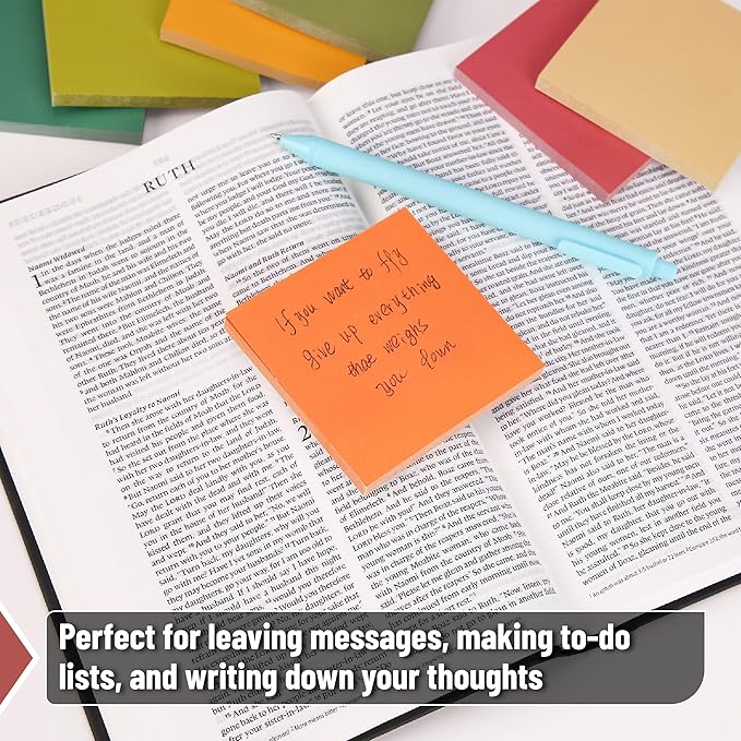 Mr. Pen- Sticky Notes 3”x3”, 12 Pads, 720 Sheets, Autumn Carnival Color Palette, Sticky Notes Bulk, Self-Stick Pads to Stick for Home, Office, Notebook, Stocky Notes for Bible Journaling