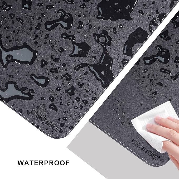 CENNBIE Leather Desk Mat, 51.2" x 16" Desk Pad for Full Desk (Black) | Premium Stitched Edges Resist Wear. Waterproof, Non-Slip & Easy To Clean. Protects Desk From Scratches. For Office & Home.