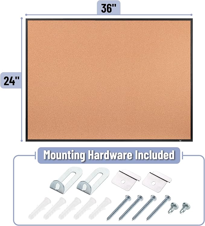 Mr. Pen- Cork Notice Board, 36 X 24 Inches, Cork Bulletin Board for Walls, Pin Boards, Framed Corkboard, Decorative Hanging Pin Boards, Perfect for Office & Home Decor
