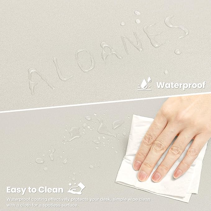 ALOANES Waterproof Mouse Pad with Durable Stitched Edge, XXXL Gaming Keyboard Pad, Non-Slip Rubber Base Mouse Mat, Extended Desk pad for Gamer, Office & Home, Beige Mousepad 35.4"x 15.7"x 0.12"