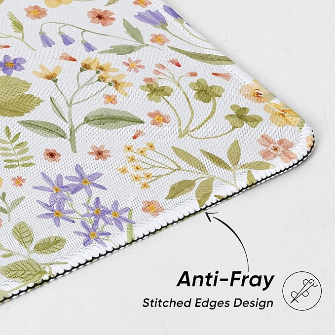 Premium Mouse Pad with Stitched Edges – 10.2 x 8.3 in | Smooth, Washable Mat with Non-Slip Base | Personalized Cute MousePads for Laptop, Computer, Office, Home (Pressed Flower Art)