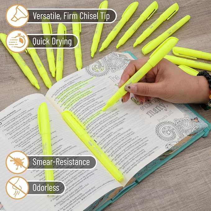 Mr. Pen- Yellow Highlighters, 30 Pack, Chisel Tip, Quick-Dry | Smear-Resistant, Odorless Yellow Highlighters Bulk for School, Office & Journaling