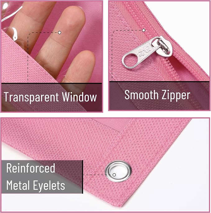 Mr. Pen- Pencil Pouch for 3 Ring Binder, 2 Pack, 10"x6.75", Smooth Zipper | Clear Window, Large Capacity Pencil Case with 3 Reinforced Grommets for School, Office, Supplies Storage