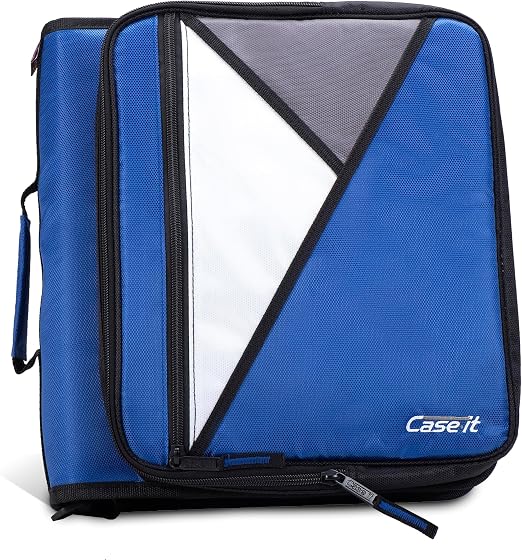 Case-it The Universal Zipper Binder - 2 Inch O-Rings Padded Pocket That Holds up to 13 Laptop/Tablet Multiple Pockets 400 Page Capacity Comes with Shoulder Strap Midnight Blue LT-007 (Pack of 6)