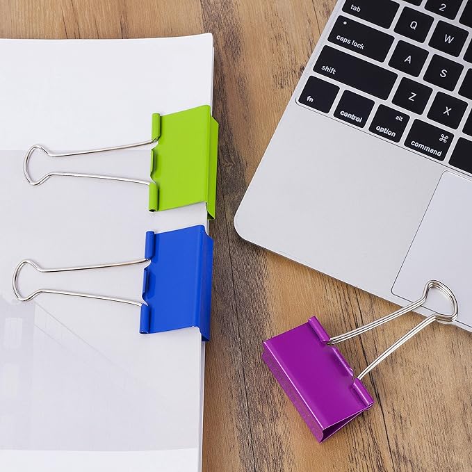 Mr. Pen- Metal Binder Clips, 12 pcs, 2 Inches, Extra Large Size, Colored Binder Paper Clips, Paper Clamps for Office Supplies, Home, School, Business, Document Organizing