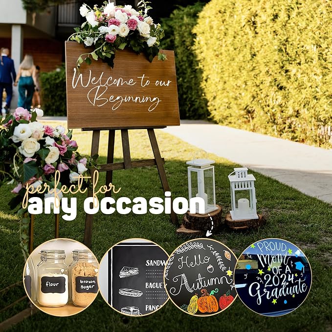 Liquid Chalk Markers: Wedding Edition - Pack of 8 - Non-Toxic, Water-Based, Erasable, Dust Free Chalk Pens for Chalkboards, Blackboards, Windows and Glass - 6mm Reversible Bullet and Chisel Tip