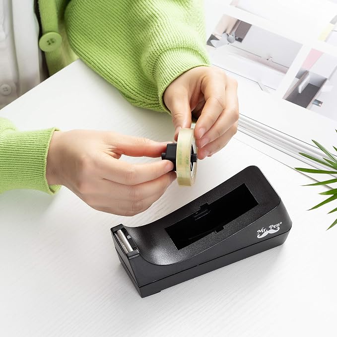 Mr. Pen- Tape Dispenser, Pack of 2, Tape Dispenser Desk, Office Supplies | Desk Supplies, Tape Holder, Tape Dispensers, Black Tape Dispenser, Desktop Tape Dispenser, Tape Desk Dispenser, Organier