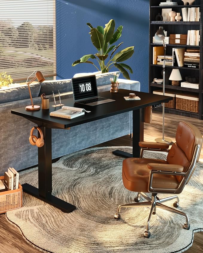 FLEXISPOT EN1 One-Piece Standing Desk, 40"x24" Seamless Desktop Electric Height Adjustable for Home Office, Study Rooms & Multi-Device Workstations, Black