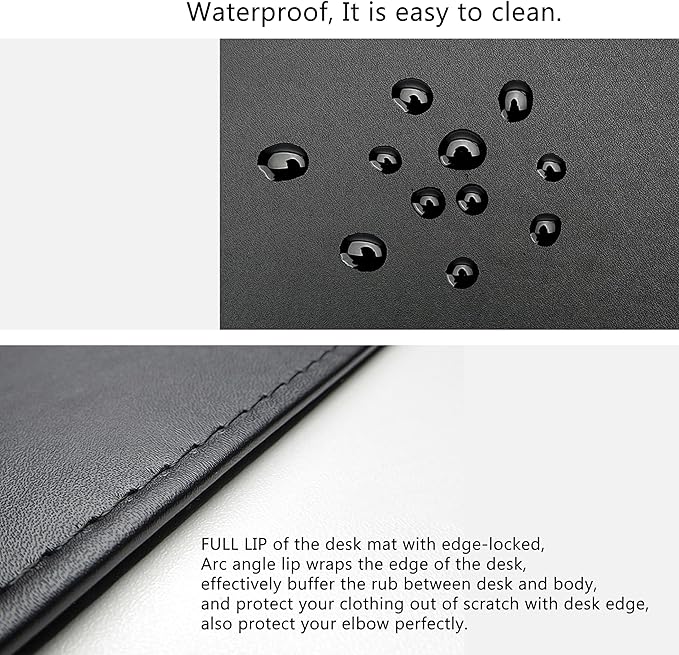 AKOZLIN 27.55”x 18.9" Soft PU Leather Surface Office Desk Mouse Mat Anti-Push Pad with Full Grip Fixation Lip Table Blotter Edge-Locked Protector