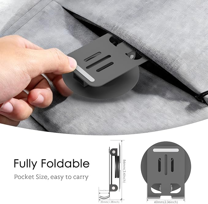 Metal Cell Phone Stand for Desk, Multi-Angel Adjustable 360° Rotation Desktop Phone Holder and Foldable Mobile Phone Stand, Compatible with iPhone 17 16 Pro Max and All Smartphones, Gray