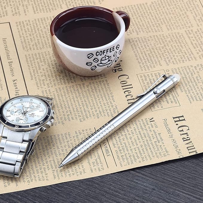 SMOOTHERPRO Bolt Action Pen, Stainless Steel Erasable Ballpiont Pen Compatible with Pilot FriXion Refill, EDC Pen for Writing, Natural(SSF010)